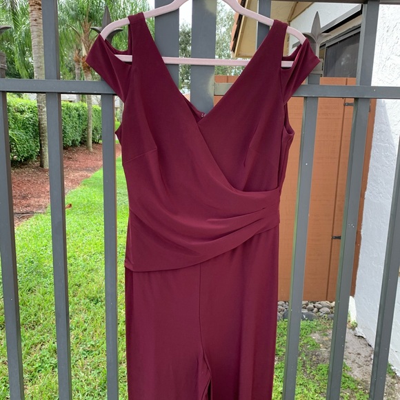 Lauren Ralph Lauren Jumpsuit Burgundy Sz 12 - Picture 3 of 11